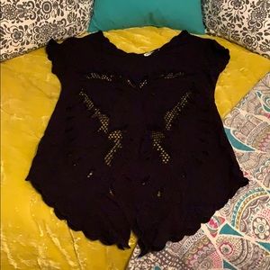 Sheer Pattern cutout shirt